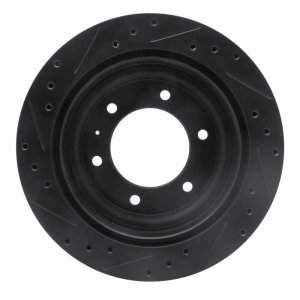 Acura SLX Brake Rotor (1) - Rear Right - R1 Concepts - Drilled & Slotted - Black - `92-`04